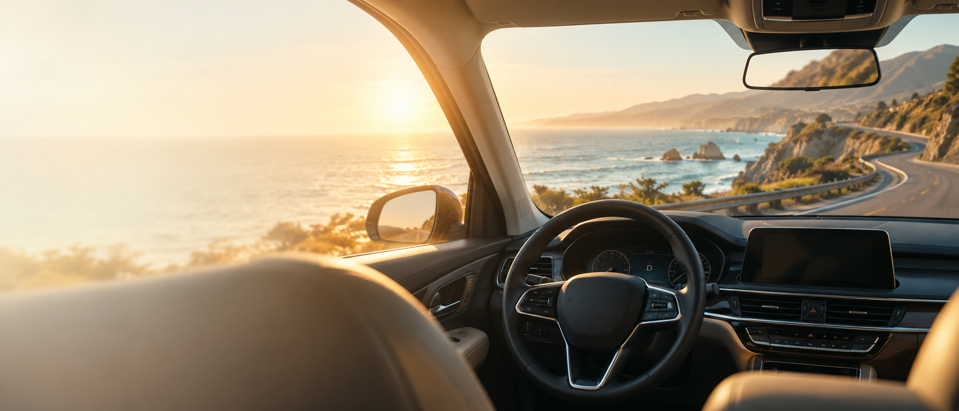 A driver traveling along a scenic coastal road
